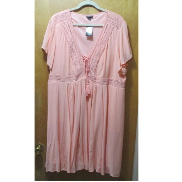 NWT Torrid Peach Pastel Fringe Lace Up Dress Women Size 3X - Picture 2 of 11